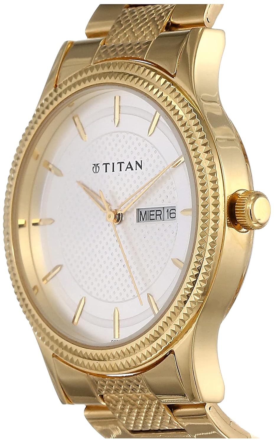 Titan Quartz Analog with Day and Date Silver Dial Stainless Steel Strap Watch for Men-NS1650YM05