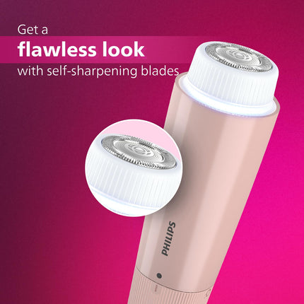 Philips Facial Trimmer for Women - SkinSafe with Hypo Allergenic Blades I Makeup must-have for glowing results I Self-sharpeing blades I Mirror & Light for Clean Trim I No Skin irritation I Cleaning brush I Travel Friendly I 2 Year Warranty - BRR454/00 