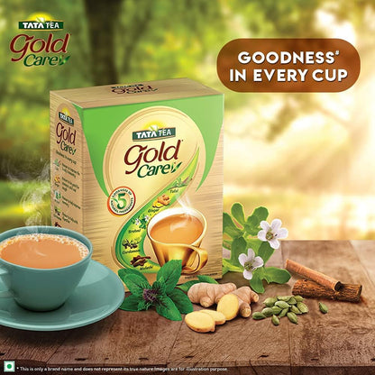 Tata Tea Gold Care, Rich in Taste, Goodness of Elaichi, Ginger, Tulsi, Brahmi & Mulethi, Black Tea, Loose Leaves, 1kg