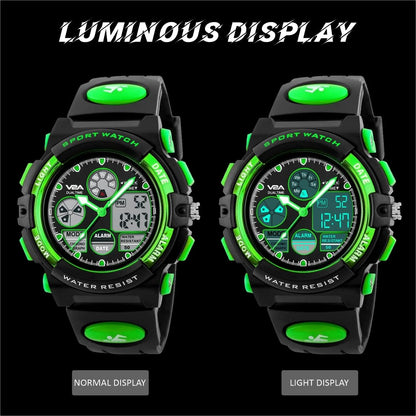 V2A Watch for Boys Age 7 and Above Analogue-Digital Shock Resistant Alarm Calender Water Proof Sports Watch for Boys Age 7 to 16 Years