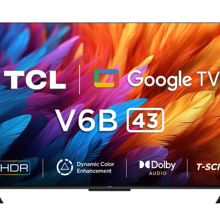 TCL 108 cm (43 inches) Metallic Bezel-Less Series 4K Ultra HD Smart LED Google TV 43V6B (Black) 