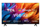 TCL 108 cm (43 inches) Metallic Bezel-Less Series 4K Ultra HD Smart LED Google TV 43V6B (Black) 