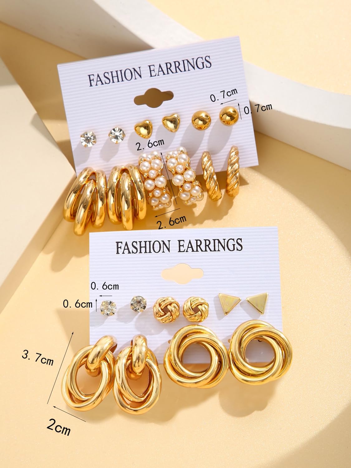 Shining Diva Fashion 11 Pairs Combo Set Celebrity Inspired Latest Trendy Stylish Gold Plated Geometric Twist Pearl Hoop Dangle Earrings for Women and Girls