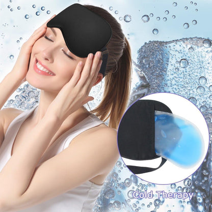 VALKYRIE Velvet Cooling Gel Relaxing Eye Sleep Mask For Dark Circles, Dry Eyes, Cooling Eyes, Pain Relief, Redness, Eye Patches, Sleeping Cool Pad Suitable For All Family Members Sleeping Mask (BLACK GEL)