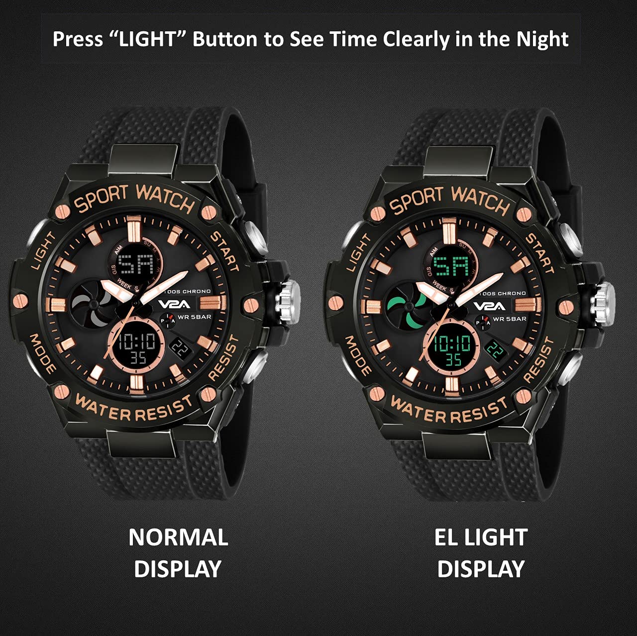 V2A Chronograph Analogue and Digital Sports Watch for Men | Watch for Men | Wrist Watch for Men | Mens Watch | Watch