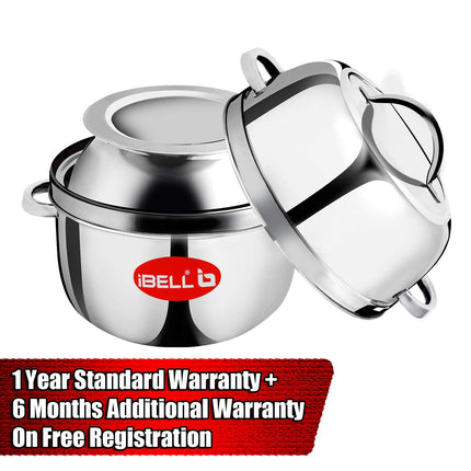 iBELL 1 kilogram Premium Stainless Steel Steam Pot, Thermal Rice Cooker, Induction Based Pot with Rubber Gasket 