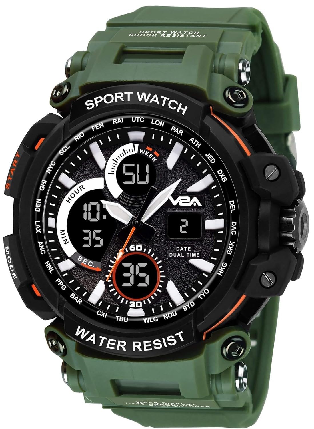 V2A Outdoor Sport Shockproof Led Analogue And Digital Waterproof Chronograph Watch For Men ( Multicolor )