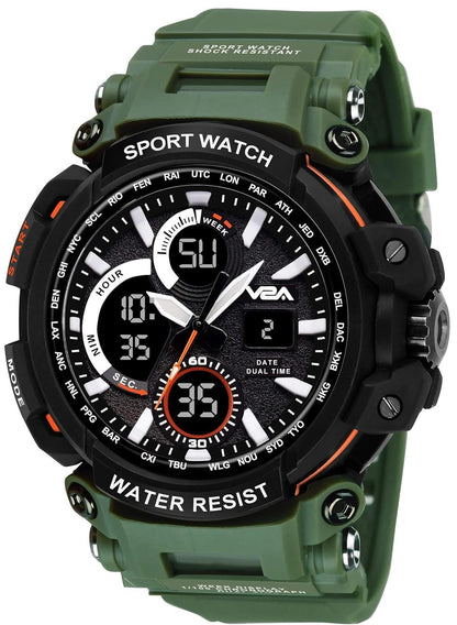 V2A Outdoor Sport Shockproof Led Analogue And Digital Waterproof Chronograph Watch For Men ( Multicolor )