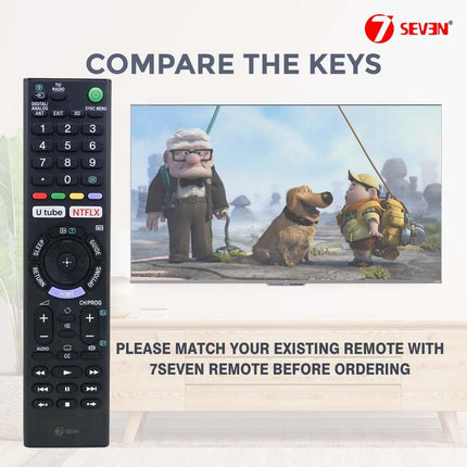 7SEVEN® Compatible with Sony Bravia TV Remote Control Suitable for Smart LCD LED UHD OLED QLED 4K Android Televison Non Voice Command with Streaming Apps - Match Key by Key with Existing Remote 