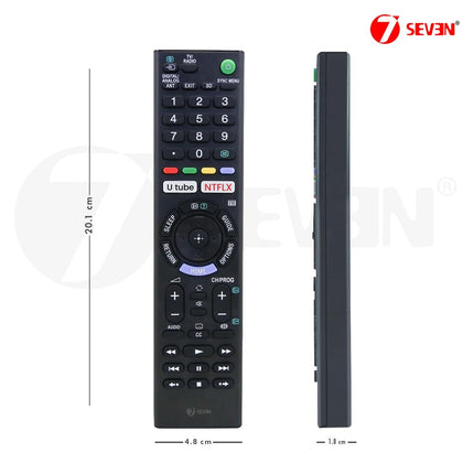 7SEVEN® Compatible with Sony Bravia TV Remote Control Suitable for Smart LCD LED UHD OLED QLED 4K Android Televison Non Voice Command with Streaming Apps - Match Key by Key with Existing Remote 