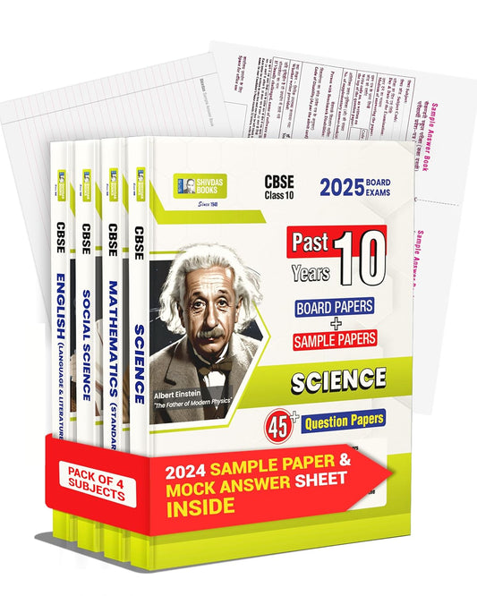 Shivdas CBSE Class 10 Previous Solved Papers (2015-2024) Fully Solved (Pack of 4) Math,Science,Social Science,English Language & Literature 35+ CBSE Sample for 2025 Board Exams,Latest Syllabus