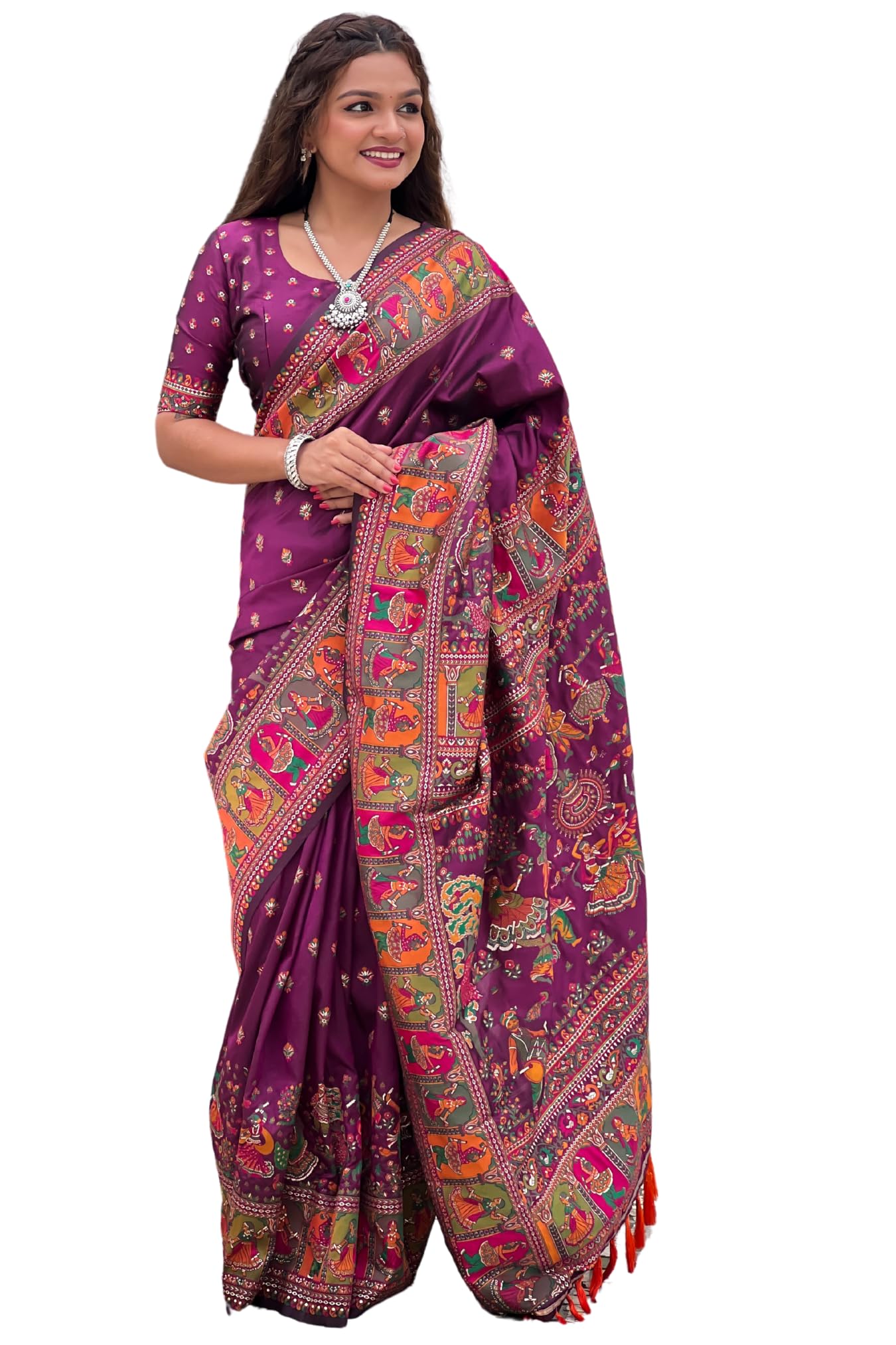 SGF11 Women's Kanjivaram Pure Soft Silk Saree With Unstitched Blouse Piece