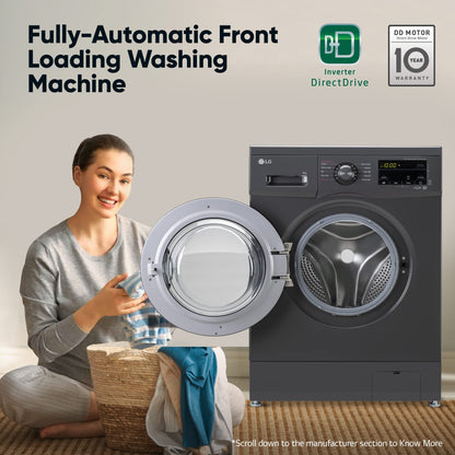 LG 7 Kg, 5 Star, Direct Drive Technology, Steam Wash, 6 Motion DD, Smart Diagnosis, Fully-Automatic Front Load Washing Machine (FHM1207SDM, Allergy Care, In-Built Heater, Touch Panel, Middle Black)