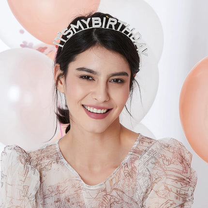 Wanna Party Silver Birthday Crown for Girls, Cute It's My Birthday Headband Birthday Tiara for Women, Happy Birthday Headband Birthday Decorations Gifts for Women