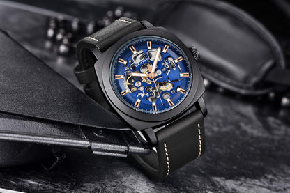 BENYAR Automatic Mechanical Skeleton Leather Strap Men's Watch