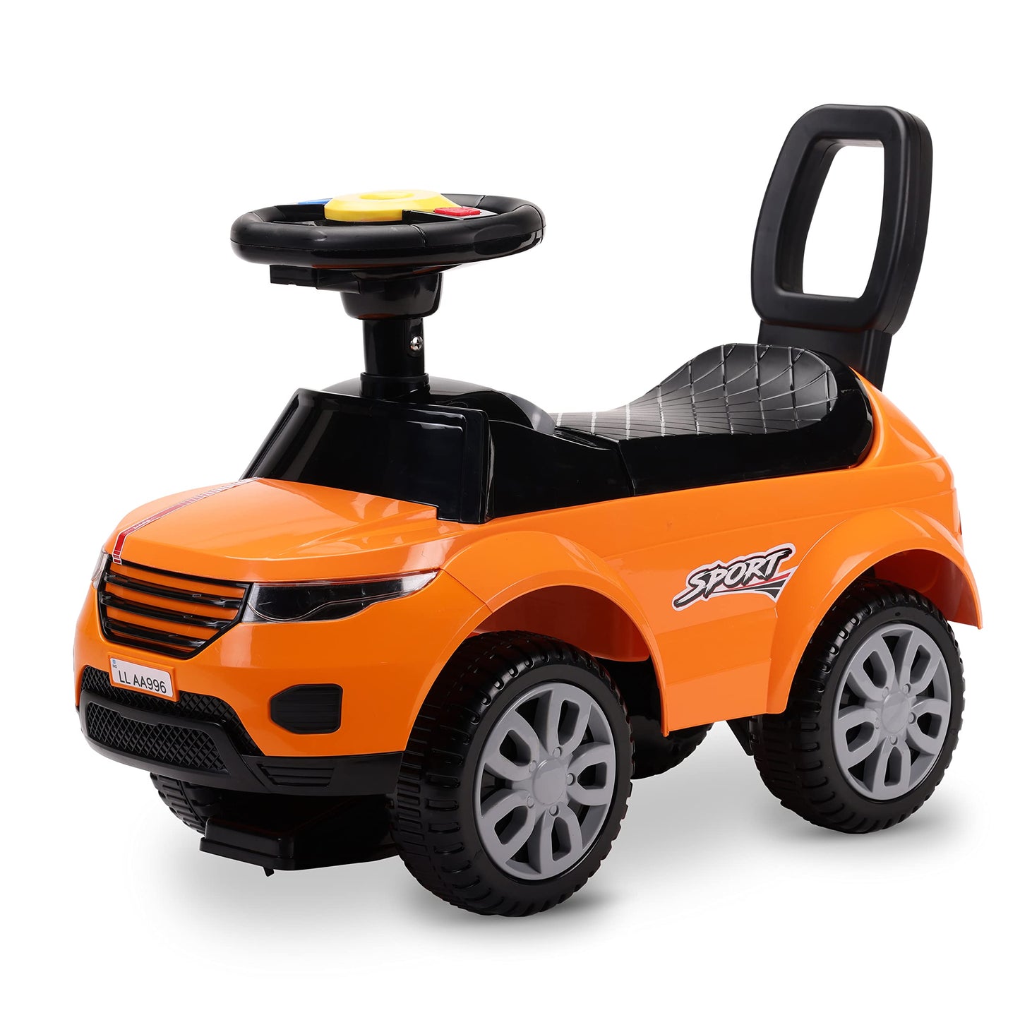 LuvLap Starlight Ride on & Car for Kids with Music & Horn Steering, Push Car for Baby with Backrest, Safety Guard, Under Seat Storage & Big Wheels, Ride on for Kids 1 to 3 Years Upto 25 Kgs (Orange)