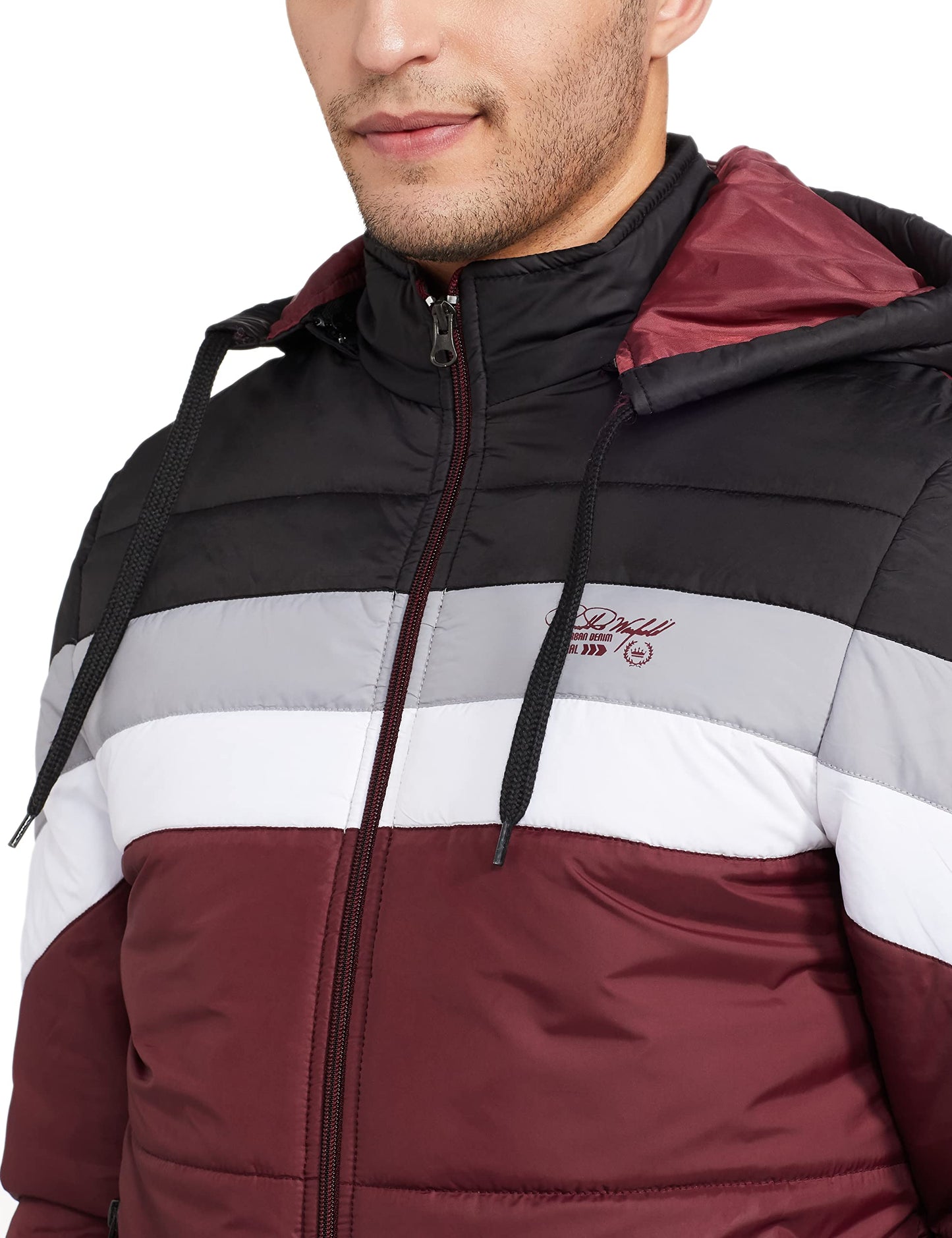 Men's Regular Fit Quilted Bomber Jacket with Detachable Hood - Winter Warm, Insulated Lining, Ribbed Cuffs, and Stylish Design