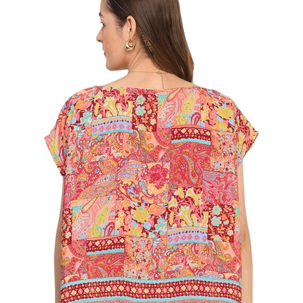 KE KANHA EXPORTS top Stylish Women Tops Multi-Neck Option-Round,v-Neck,Boat Neck Loose fit Variety of Sleeves Tops Boho Floral Western top fit to All Women Shape