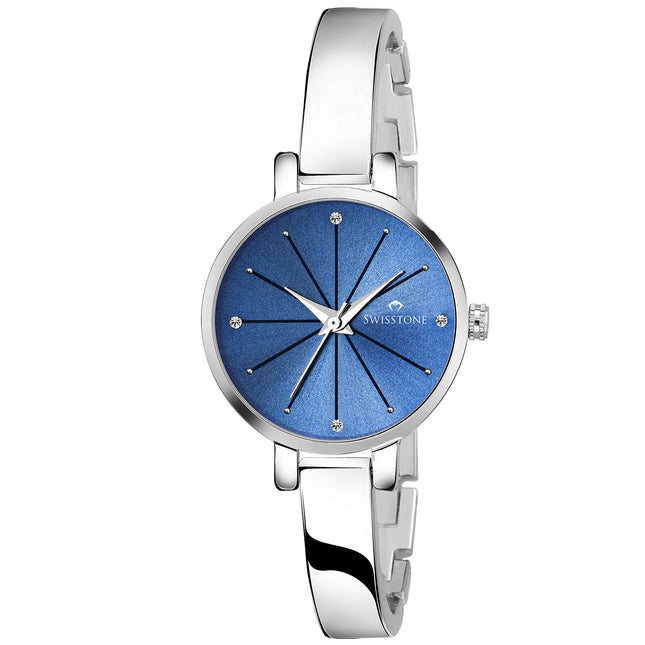 SWISSTONE Stainless Steel Analogue Women's Watch (Blue Dial Silver Colored Strap)