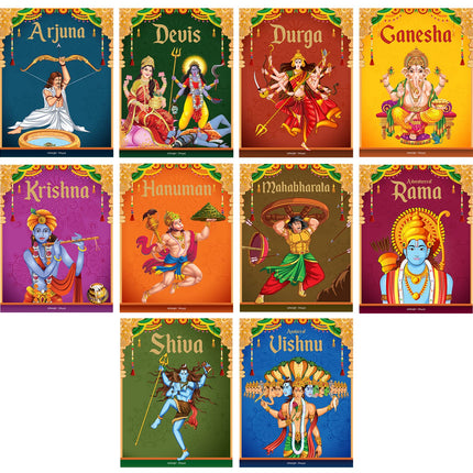 Tales from Indian Mythology [Collection of 10 Books] - Age: 6+ | Beautifully Illustrated Story Books For Kids/Children | Cultural and Traditional Stories from Ancient India |Books Included: Ganesha| Vishnu | Shiva | Durga | Krishna | Hanuman | Arjuna |Dev