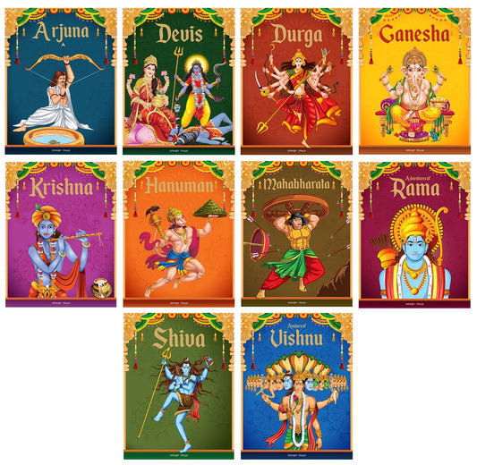 Tales from Indian Mythology [Collection of 10 Books] - Age: 6+ | Beautifully Illustrated Story Books For Kids/Children | Cultural and Traditional Stories from Ancient India |Books Included: Ganesha| Vishnu | Shiva | Durga | Krishna | Hanuman | Arjuna |Dev