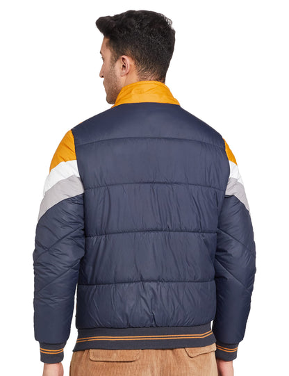 Men's Regular Fit Quilted Bomber Jacket with Detachable Hood - Winter Warm, Insulated Lining, Ribbed Cuffs, and Stylish Design