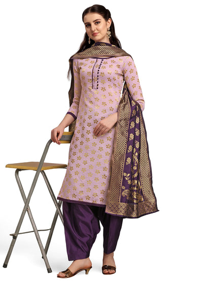 EthnicJunction Women's Banarasi Silk Blend Unstitched Salwar Suit Material