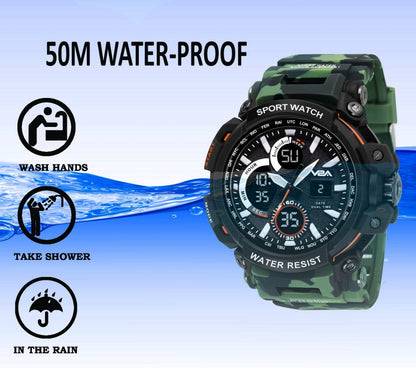 V2A Outdoor Sport Shockproof Led Analogue And Digital Waterproof Chronograph Watch For Men ( Multicolor )