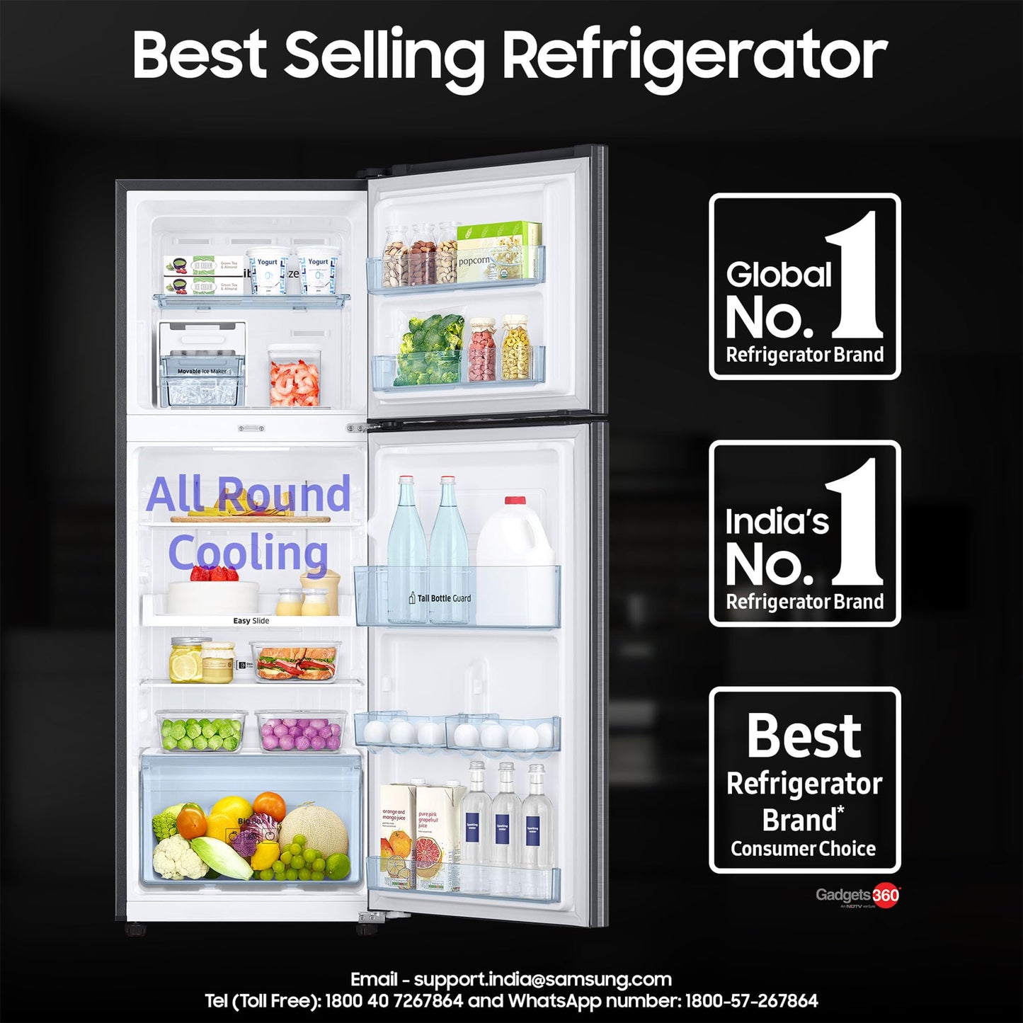 Samsung 236 L, 3 Star, Convertible, Digital Inverter with Display Frost Free Double Door Refrigerator (RT28C3733S8/HL, Silver, Elegant Inox, 2024 Model)