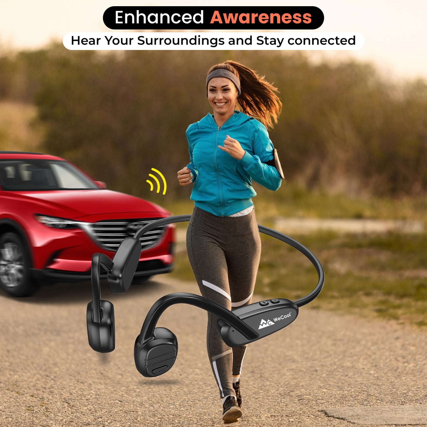 Wecool Moonwalk M2 Bone Conduction Headphones, V5.3 Bluetooth Earphones with IPX6 Sweat & Splash Resistance, Open Ear Headphones for Ear Health & Comfort, Ideal for Sports, Running, Climbing, Cycling