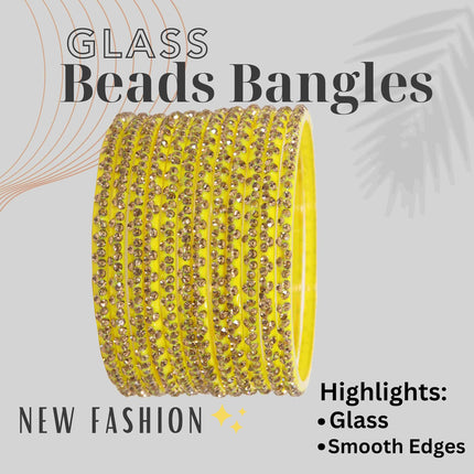 LAVAZZA Designer Glass Bangles Set with Diamond Stone For Women & Girls | Stylish Glass Bangles | Fancy Chudi Set | Traditional Women's Bangles | Fashion Jewellery- Set of 12