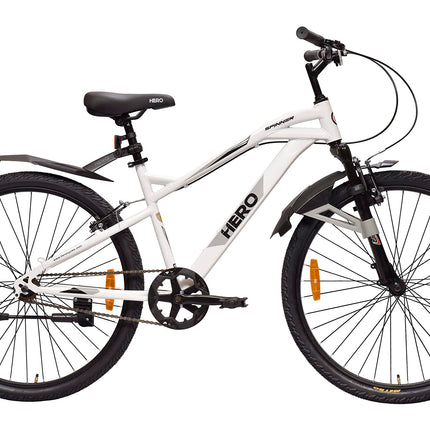 Hero Spinner 26 T Single Speed Cycle | MTB | White | Front Suspension | Unisex | Single Speed | 95% Assembled Cycle(Ready to Ride in 5 Min) 