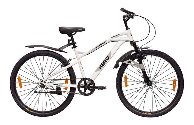 Hero Spinner 26 T Single Speed Cycle | MTB | White | Front Suspension | Unisex | Single Speed | 95% Assembled Cycle(Ready to Ride in 5 Min) 