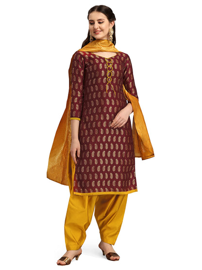 EthnicJunction Women's Banarasi Silk Blend Unstitched Salwar Suit Material