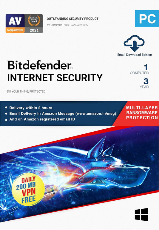 BitDefender Internet Security - 1 User, 3 Years Windows (Email Delivery in 2 hours - No CD)