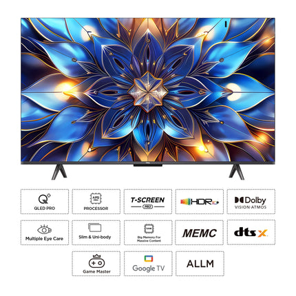 TCL 108 cm (43 inches) 4K Ultra HD Smart QLED Google TV 43C61B (Black) 