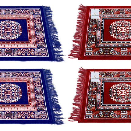 Kuber Industries 4 Pieces Velvet Prayer Mat/Aasan/Pooja Mat/Meditation Mat/Multipurpose Velvet Rug Mat 2 Ft X 2 Ft (Royal Blue) CTKTC33929