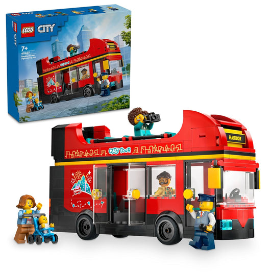 LEGO City Red Double-Decker Sightseeing Bus Toy 60407 Building Blocks Toys for 7+ Gift for Boys and Girls