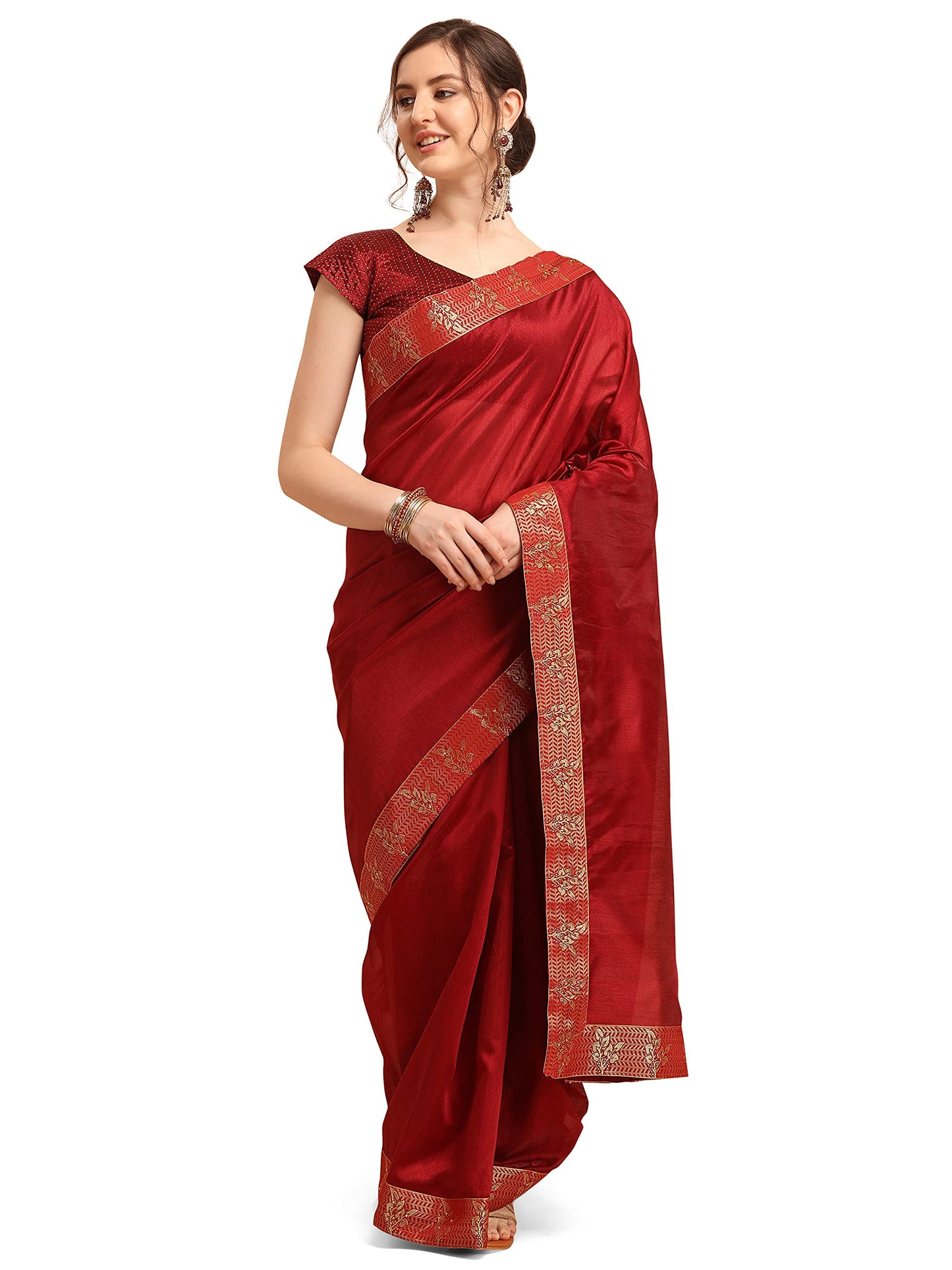 EthnicJunction Women's Silk Blend Printed Saree With Blouse Piece