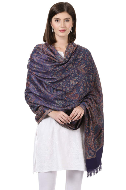 Pashtush Women's Kashmiri Woolen Shawl, Jacquard palla, Warm and soft, Faux Pashmina