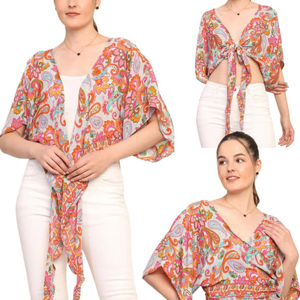 KE KANHA EXPORTS top Stylish Women Tops Multi-Neck Option-Round,v-Neck,Boat Neck Loose fit Variety of Sleeves Tops Boho Floral Western top fit to All Women Shape