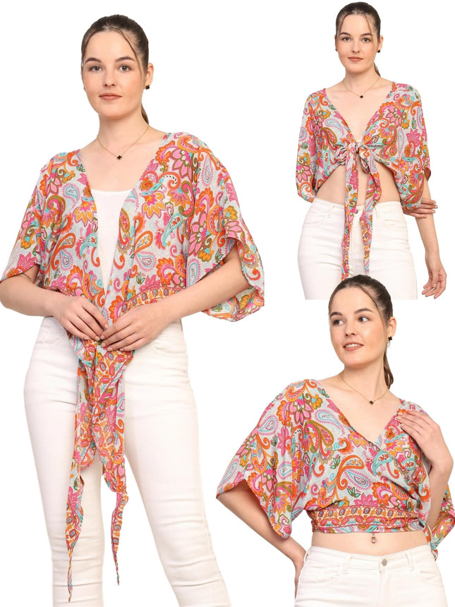 KE KANHA EXPORTS top Stylish Women Tops Multi-Neck Option-Round,v-Neck,Boat Neck Loose fit Variety of Sleeves Tops Boho Floral Western top fit to All Women Shape