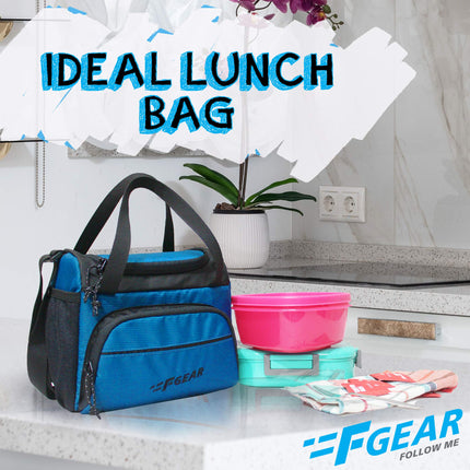 F Gear Yolo Lunch Bag (Marine Blue Black, Polyester) 6 liters