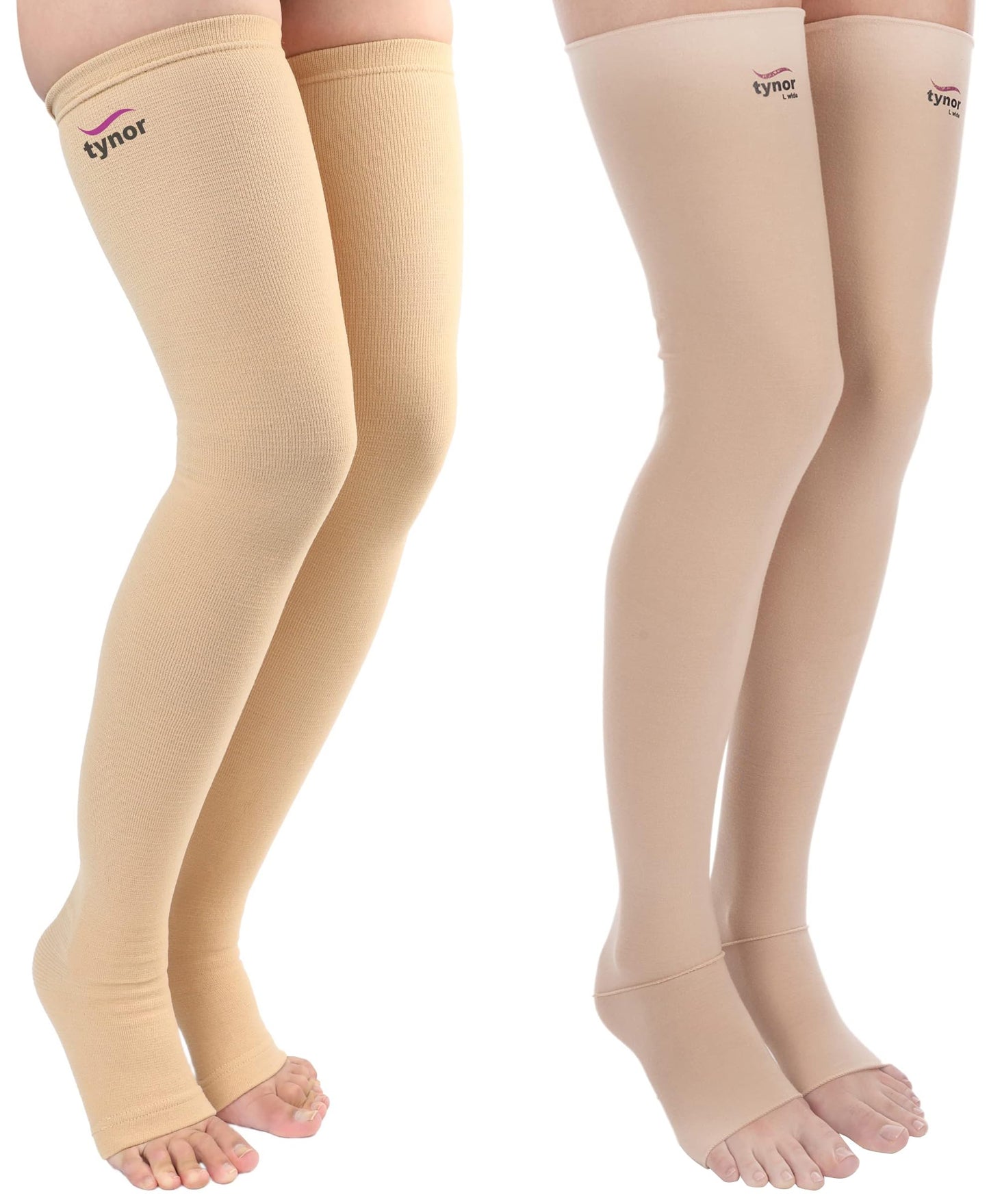 Tynor Medical Compression Stocking Thigh High Class 2 (Pair), Beige, XXL, Pack of 2