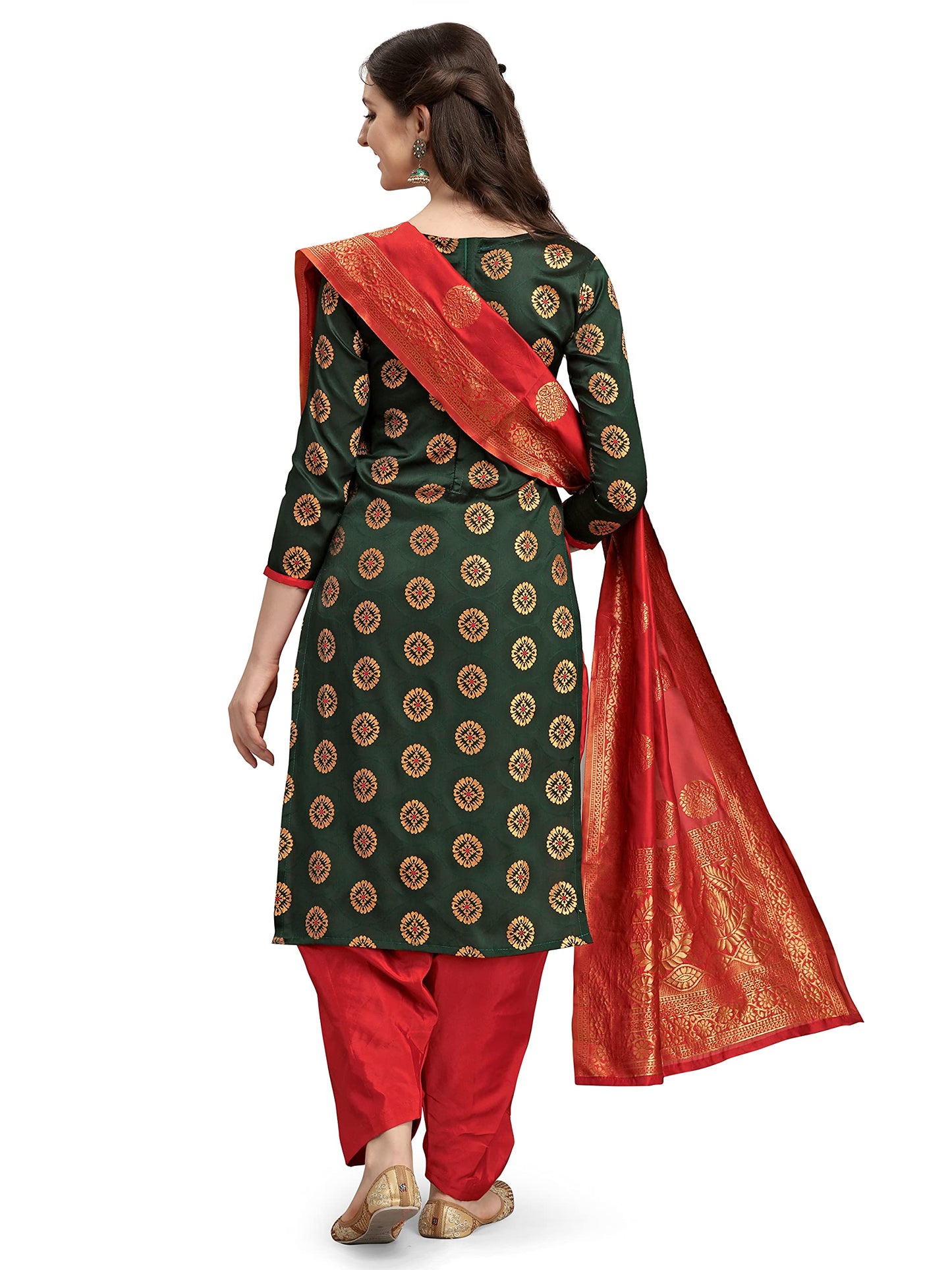 EthnicJunction Women's Banarasi Silk Unstitched Salwar Suit Dress Material Material With Banarasi Dupatta