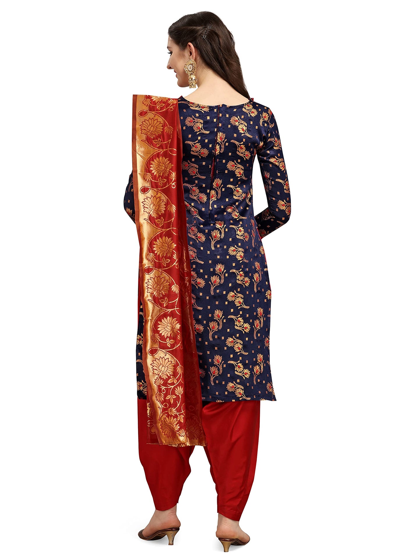 EthnicJunction Women's Banarasi Silk Unstitched Salwar Suit Dress Material Material With Banarasi Dupatta