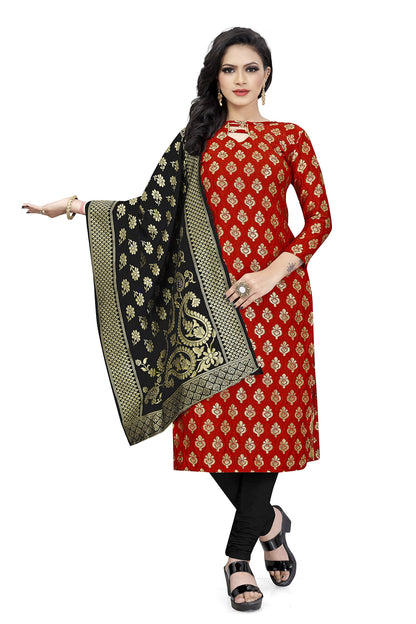 EthnicJunction Women's Banarasi Silk Blend Unstitched Salwar Suit Material