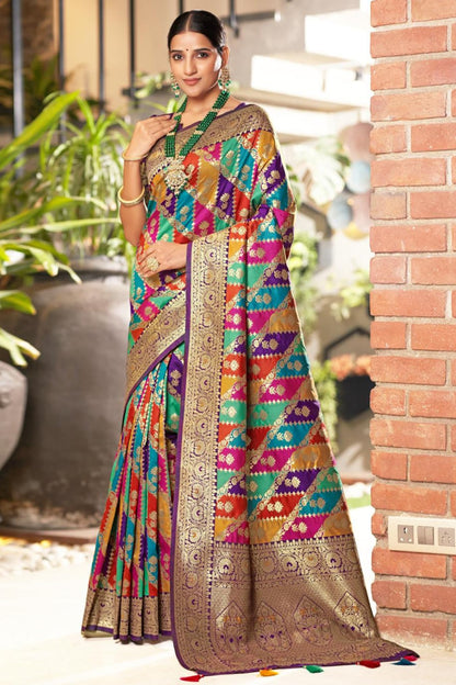 SGF11- Women's Kanjivaram Woven Soft Silk Saree With Blouse Piece