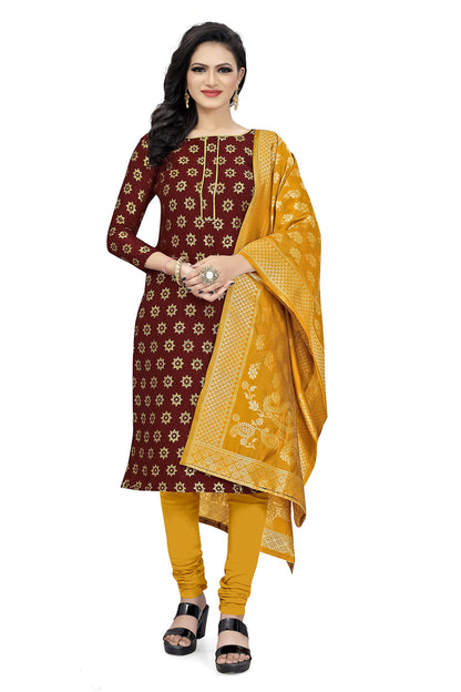 EthnicJunction Women's Banarasi Silk Blend Unstitched Salwar Suit Material