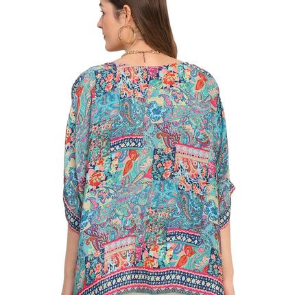 KE KANHA EXPORTS top Stylish Women Tops Multi-Neck Option-Round,v-Neck,Boat Neck Loose fit Variety of Sleeves Tops Boho Floral Western top fit to All Women Shape